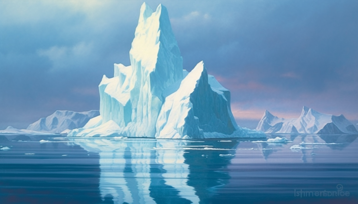 Iceberg formations in a serene polar landscape.