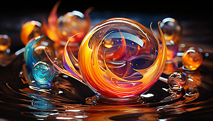 The multi-colored surface of a soap bubble just before it bursts.