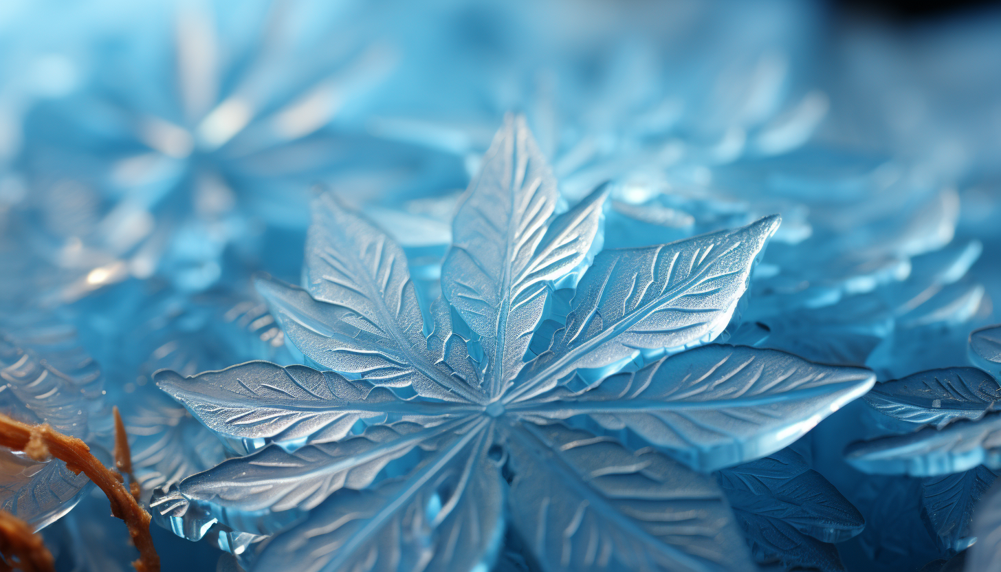 A macro shot of frost crystals forming a beautiful pattern on a window.