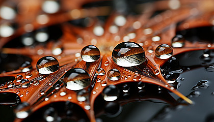 Close-up view of dew drops glistening on a spider's web.