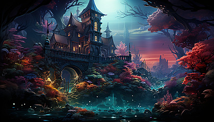 Undersea adventure with a sunken pirate ship, colorful coral gardens, schools of tropical fish, and a treasure chest emitting a mysterious glow.