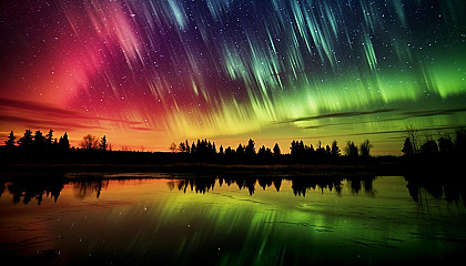 Dancing auroras across a clear night sky.