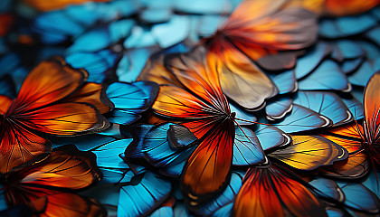 Macro view of a butterfly's wing, showcasing the intricate patterns and colors.