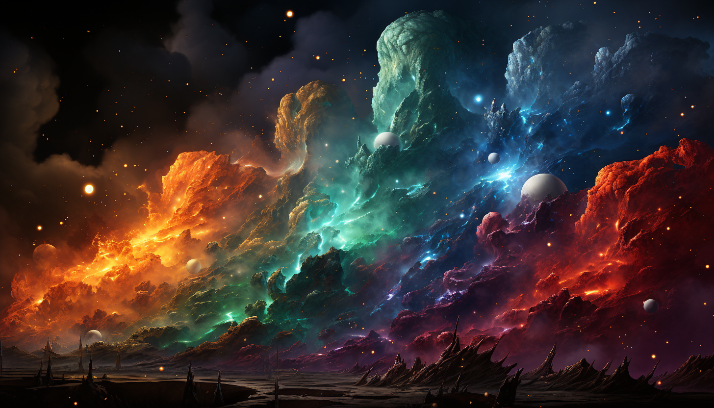 Nebulas and galaxies, bursting with vibrant colors and sparkling stars.