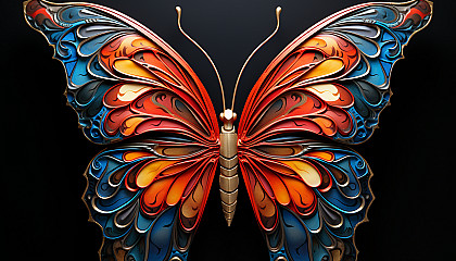 Butterfly wings showcasing intricate patterns and vibrant hues.
