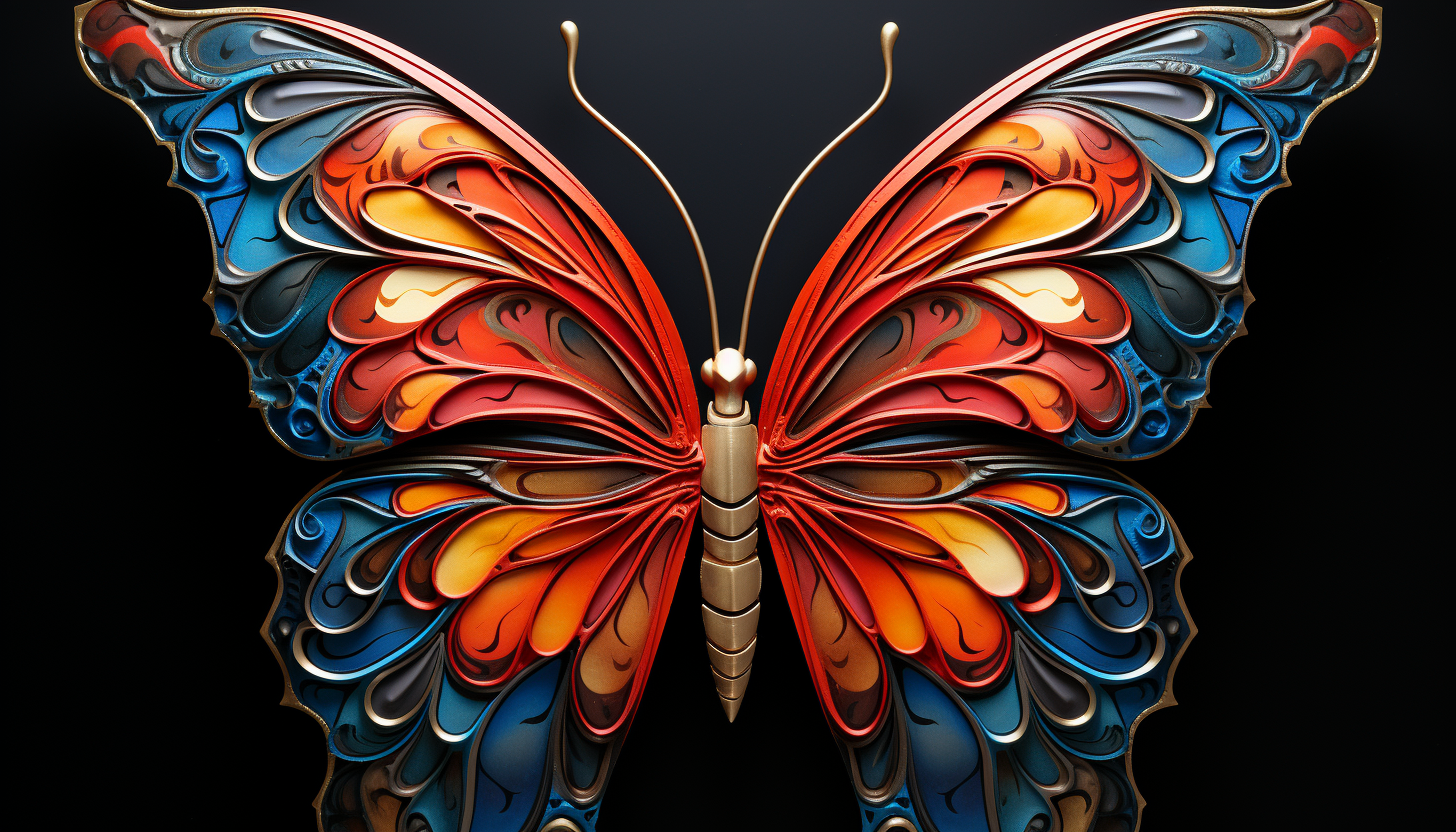 Butterfly wings showcasing intricate patterns and vibrant hues.