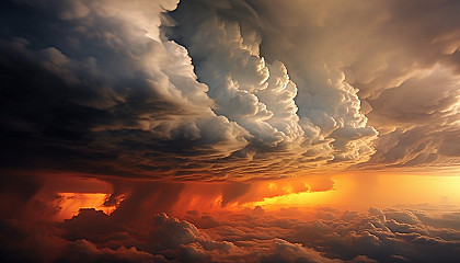 Dramatic cloud formations in the sky before a storm.