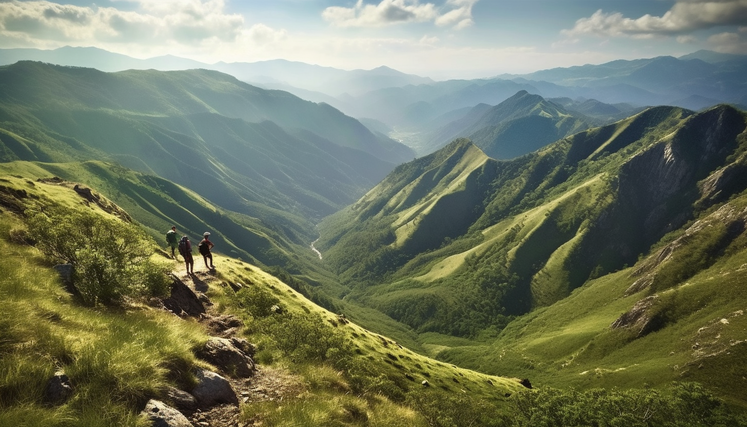 Breathtaking views from a mountainous hiking trail.