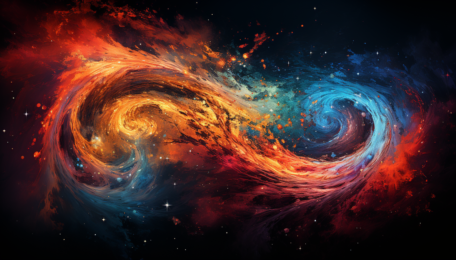 The colorful swirl of a galaxy as seen from its outer arm.