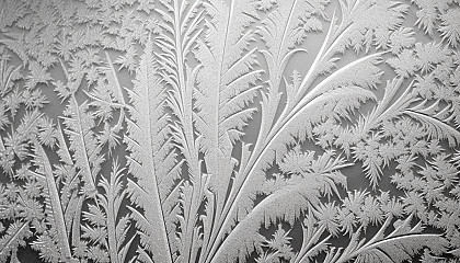 A delicate frost pattern on a window in winter.