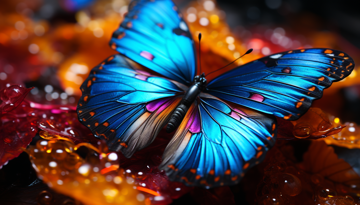 A close-up of the vibrant patterns on a butterfly's wings.