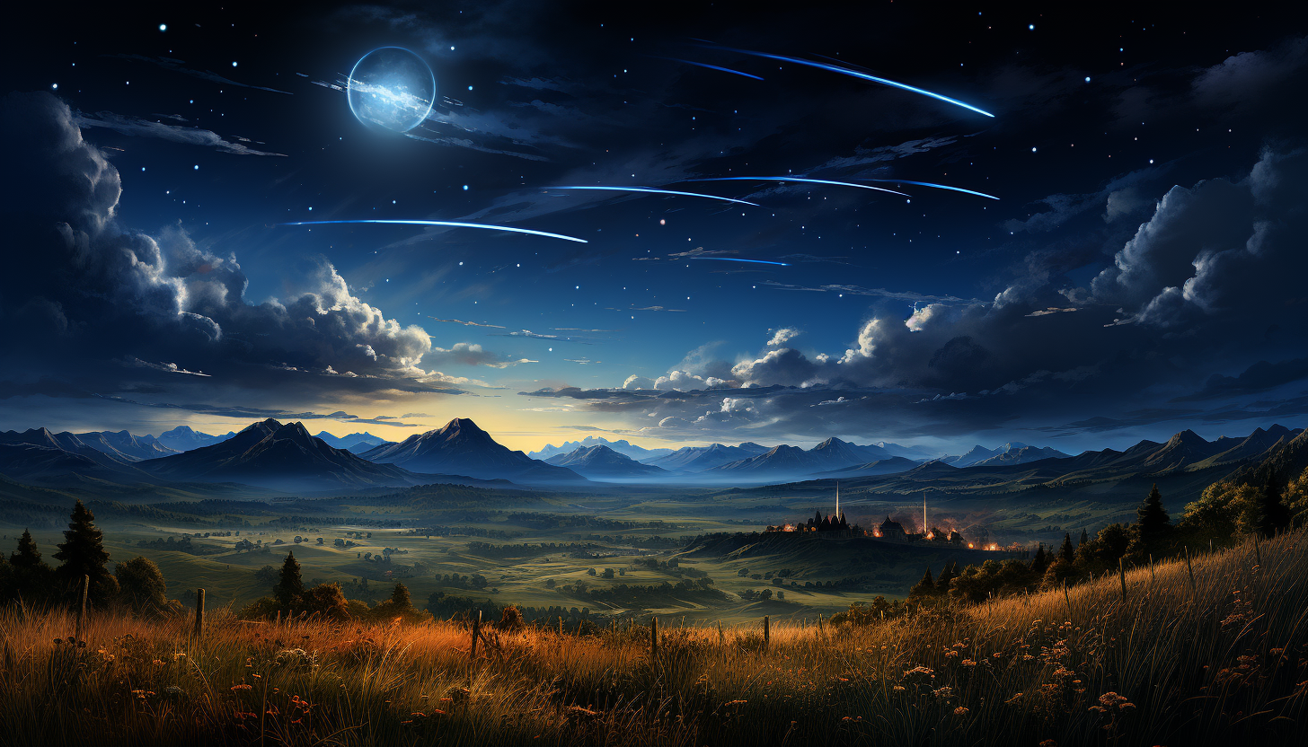 The vast expanse of a starlit sky, with a meteor streaking across.