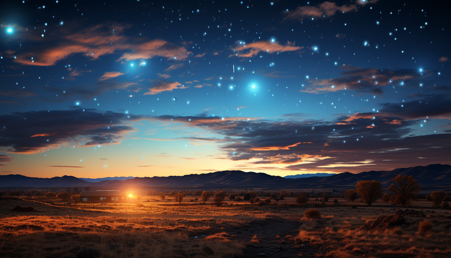 A glowing comet streaking across a star-filled night sky.