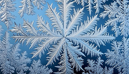 Patterns of frost on a winter window.
